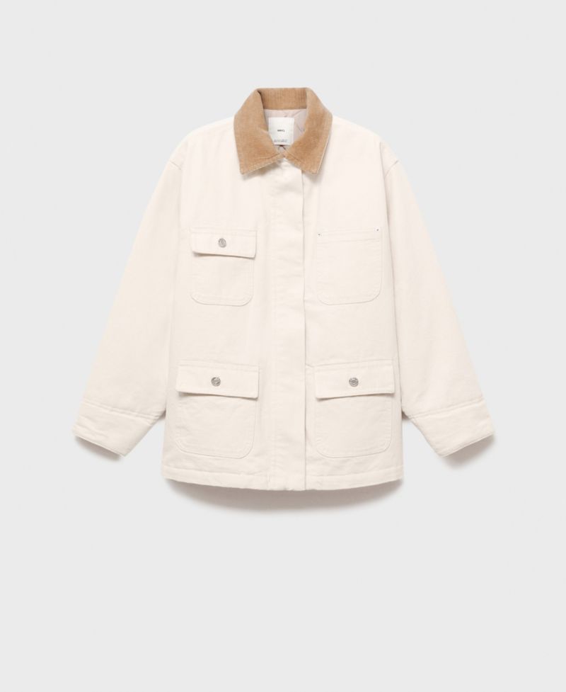 Women's Corduroy Collar Denim Parka Blazer