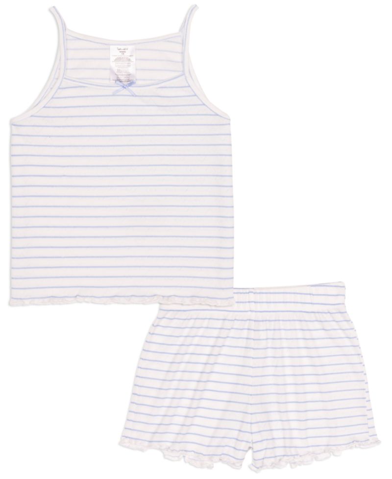 Girls' 6-16 Heart Pointelle Lettuce Edge Tank Top & Shorts, 2-Piece Set