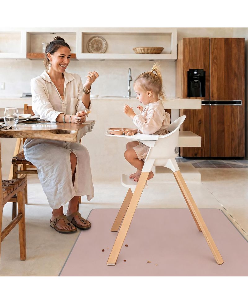 Wipeable Waterproof Anti Slip Floor Protector Mat For Highchair And Mess Cleanup