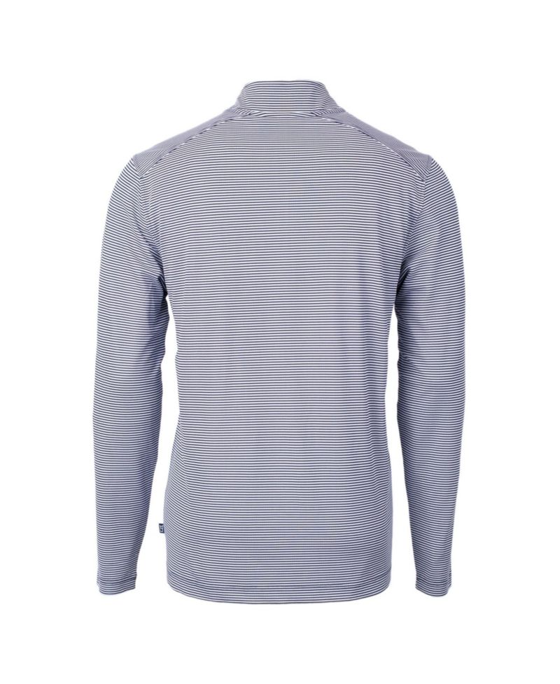 Cutter Buck Men's Navy/White Philadelphia Phillies Virtue Eco Pique Micro Stripe Quarter-Zip Pullover Sweatshirt