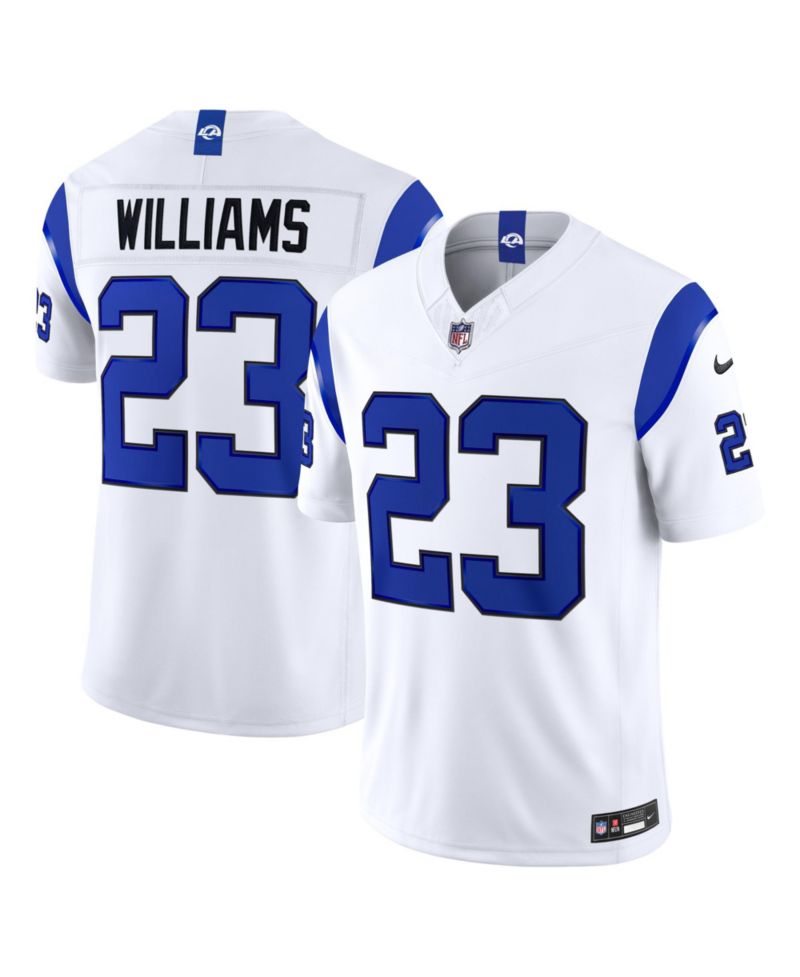 Men's Kyren Williams Los Angeles Rams Fearsome White Vapor F.U.S.E. Stitched Limited Jersey