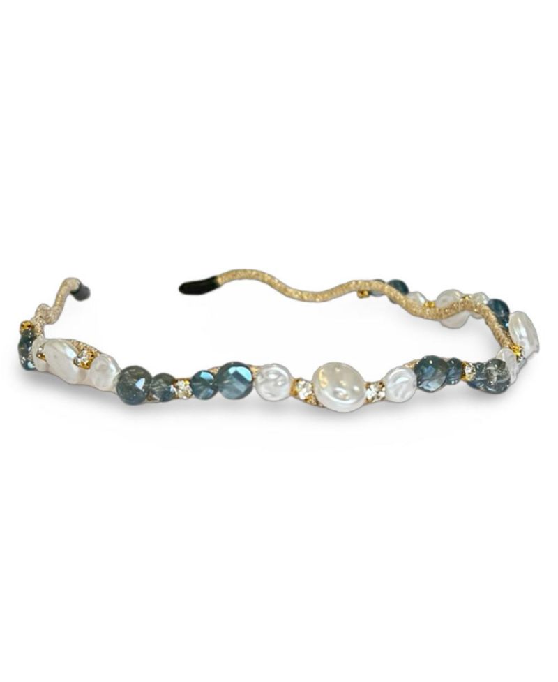 Wavy Oyster Pearl Headband - Ocean Blue
