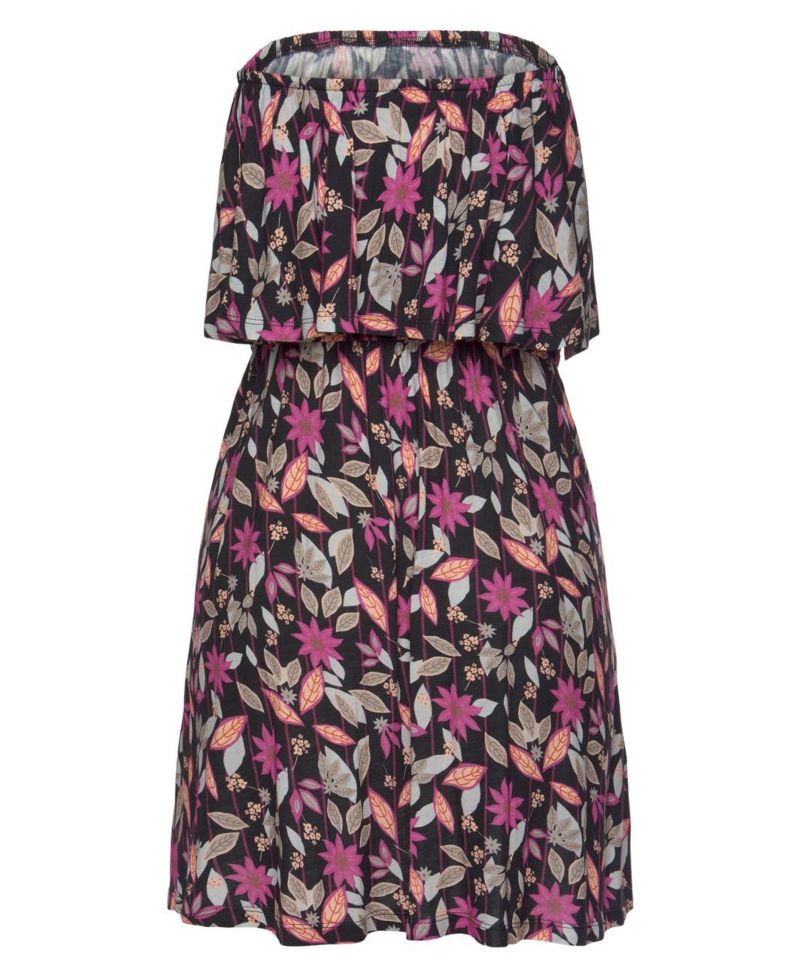 Women's Floral-Print Strapless Elastic-Waist Dress
