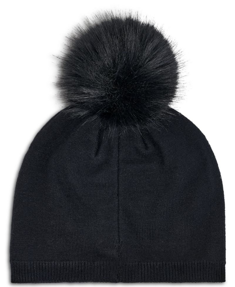 Cozy Cat Faux-Fur Pom Beanie Hat
