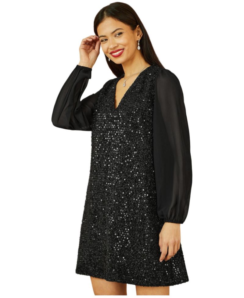Women's Women'sSequin Tunic Dress With Tie Back