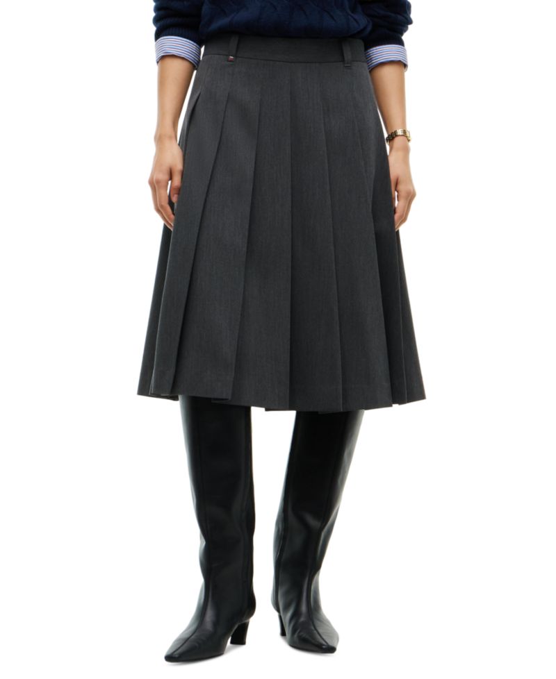 Women's Pleated High-Waisted Midi Skirt