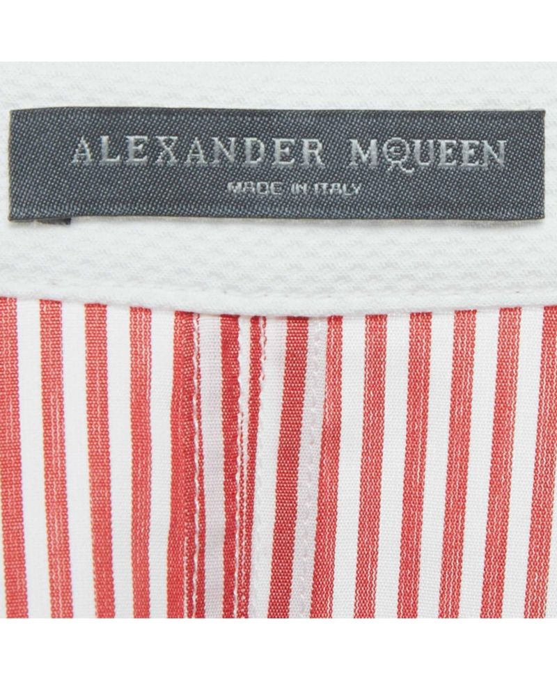 Women's Red /white Striped Cotton High Low Shirt Dress