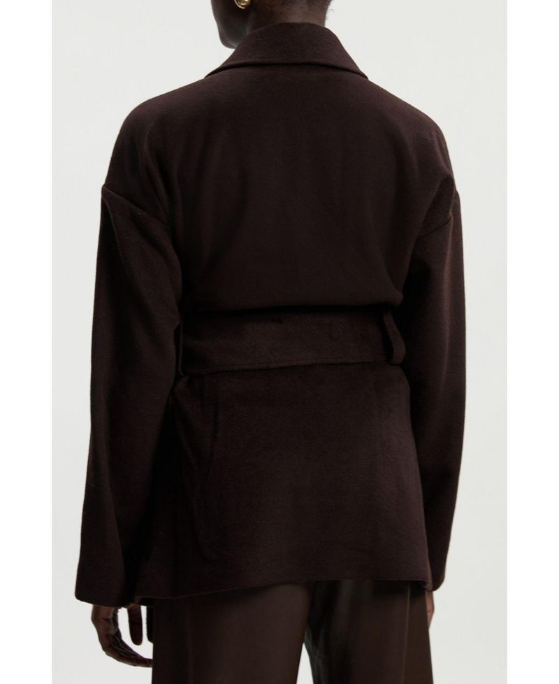 Women's Brushed Wool Wrap Short Coat