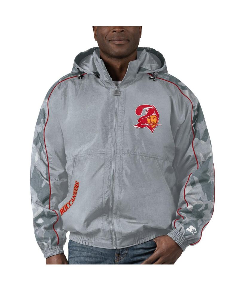 Men's Gray Distressed Tampa Bay Buccaneers Thursday Night Gridiron Throwback Full-Zip Jacket