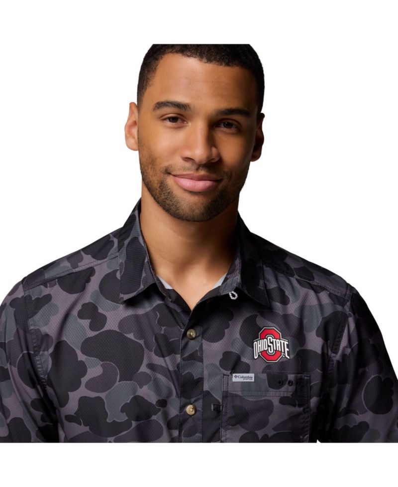 Men's Black Ohio State Buckeyes Super Slack Tide Omni-Wick Button-Up Shirt