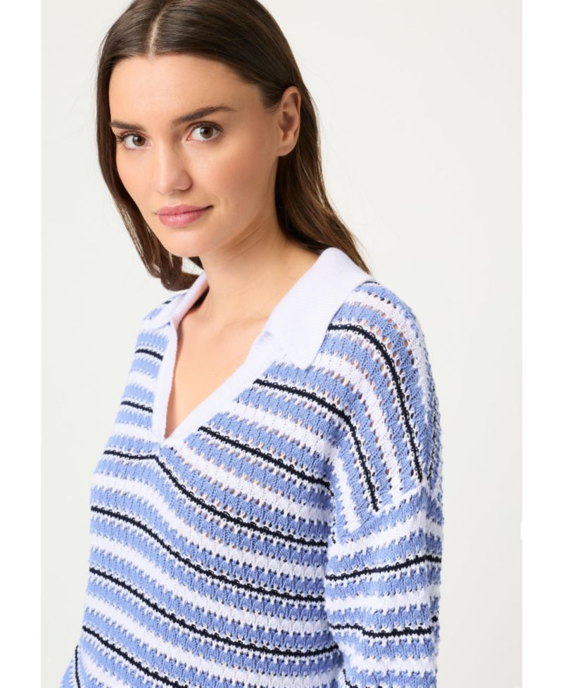 Women's Stripe Polo Sweater