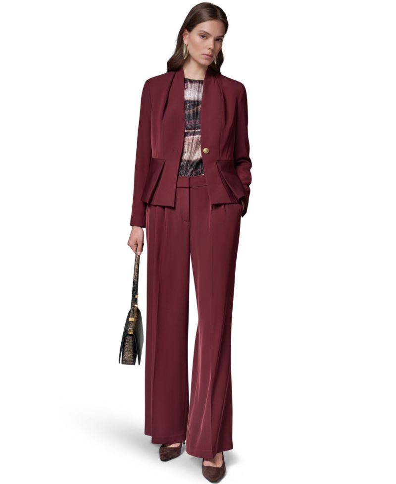 Women's Petite Collarless Peplum Blazer