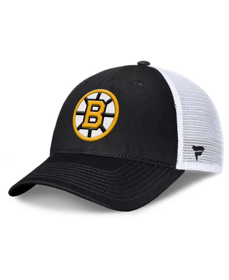 Men's Black/White Boston Bruins Core Primary Logo Trucker Adjustable Hat