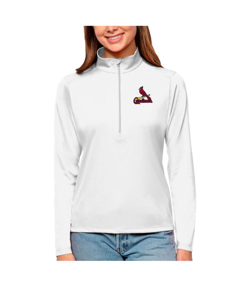 Women's White St. Louis Cardinals Tribute Quarter-Zip Pullover Top