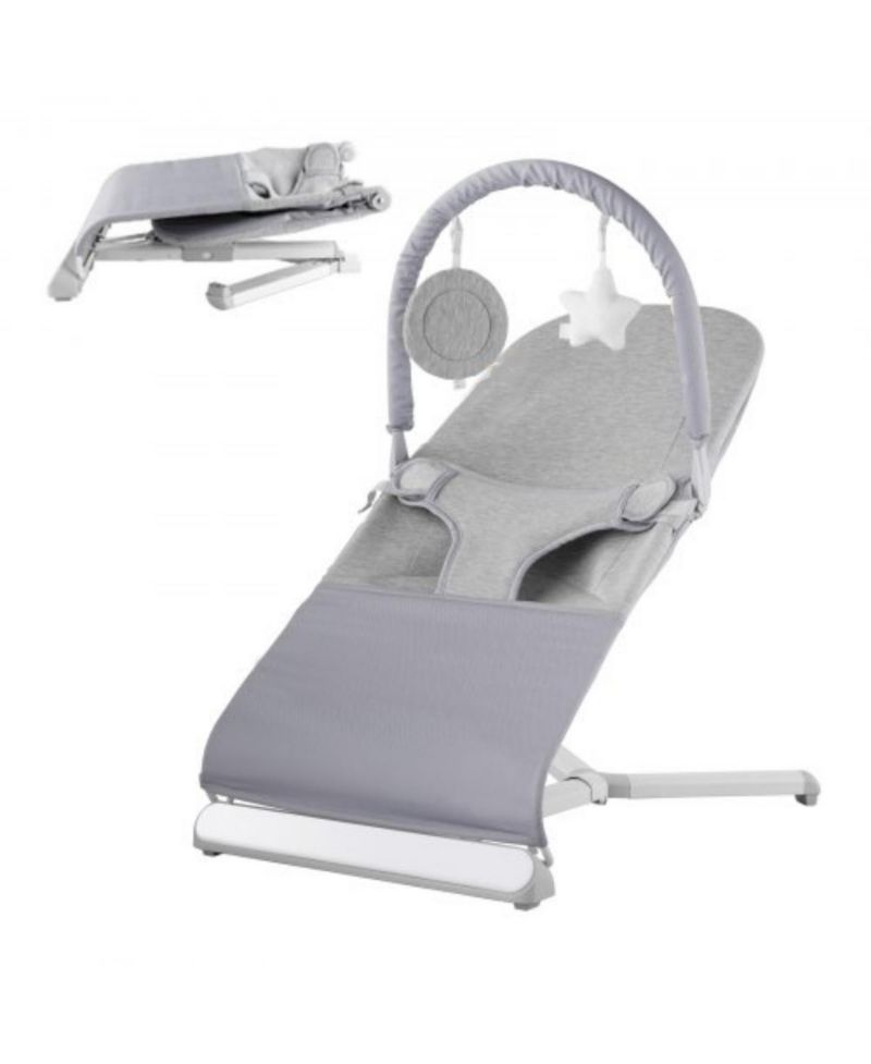Newborn Baby Bouncer with Rotatable Toy Bar and 2 Reclining Positions