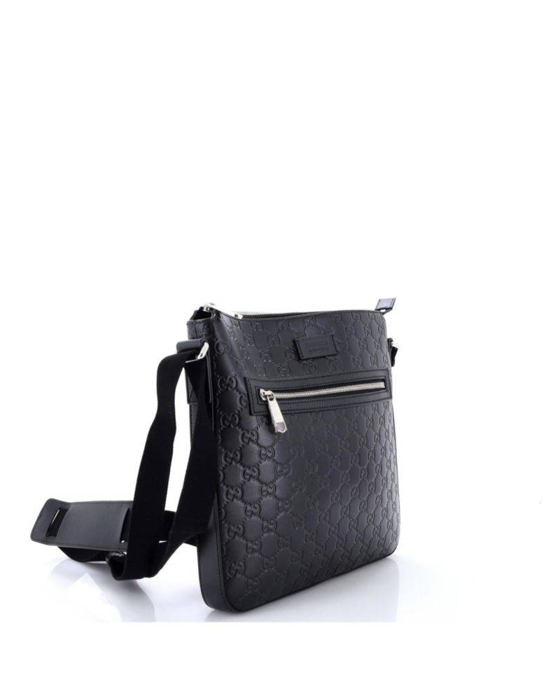 Medium Signature Zip Messenger Bag Guccissima Leather