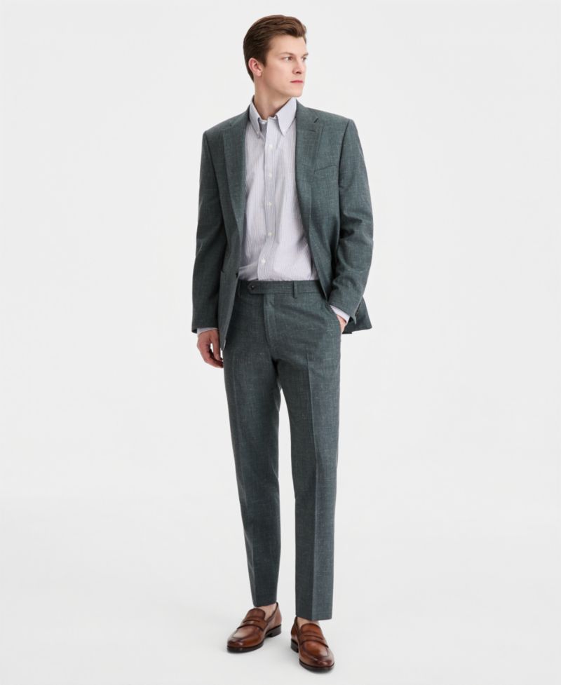 Mens Modern-Fit Wool Silk Linen Suit Separates Pants