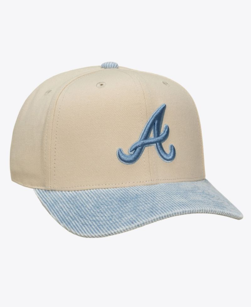 Men's Cream/Light Blue Atlanta Braves Washed Corduroy Pro Crown Snapback Hat