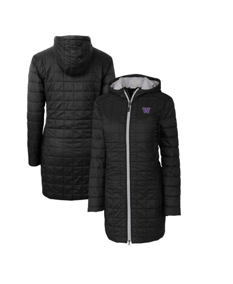 Women's Black Washington Huskies Rainier PrimaLoft Eco Hooded Long Coat