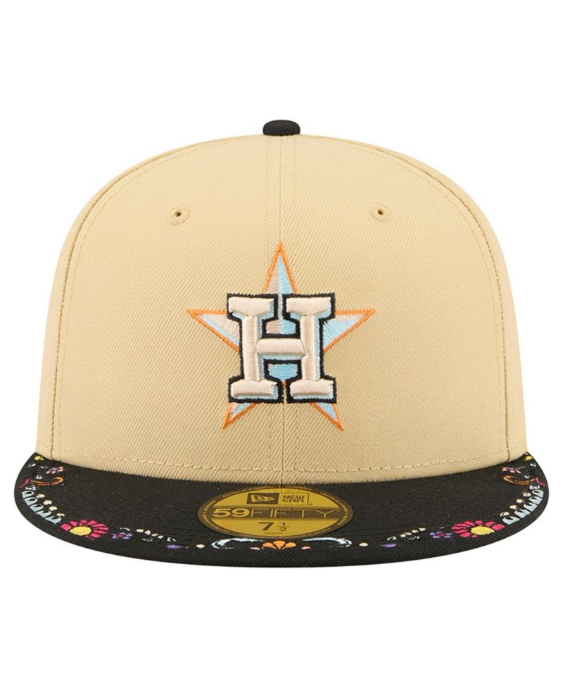 Men's Light Beige Houston Astros Two-Tone Embroidered Visor 59FIFTY Fitted Hat