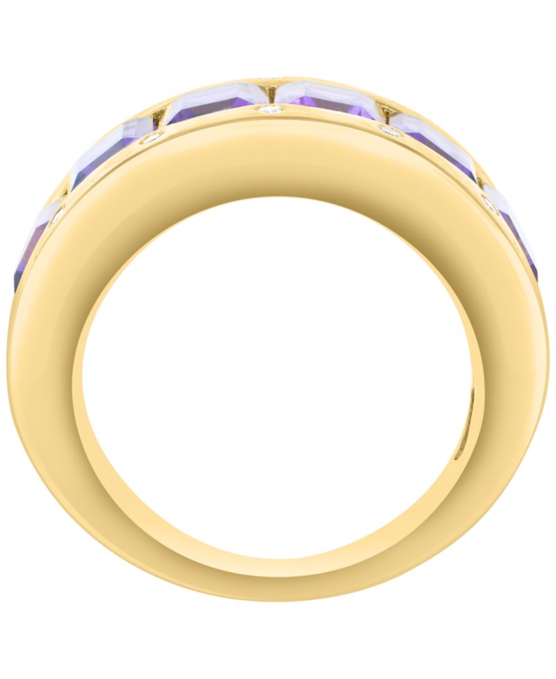 Amethyst (5-5/8 ct. t.w.) and Diamond Ring (1/20 ct. t.w.) in 14k Yellow Gold over Silver