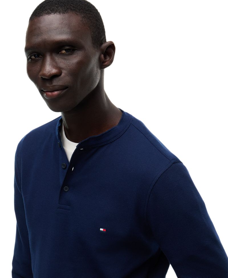 Men's Waffle Texture Henley Shirt