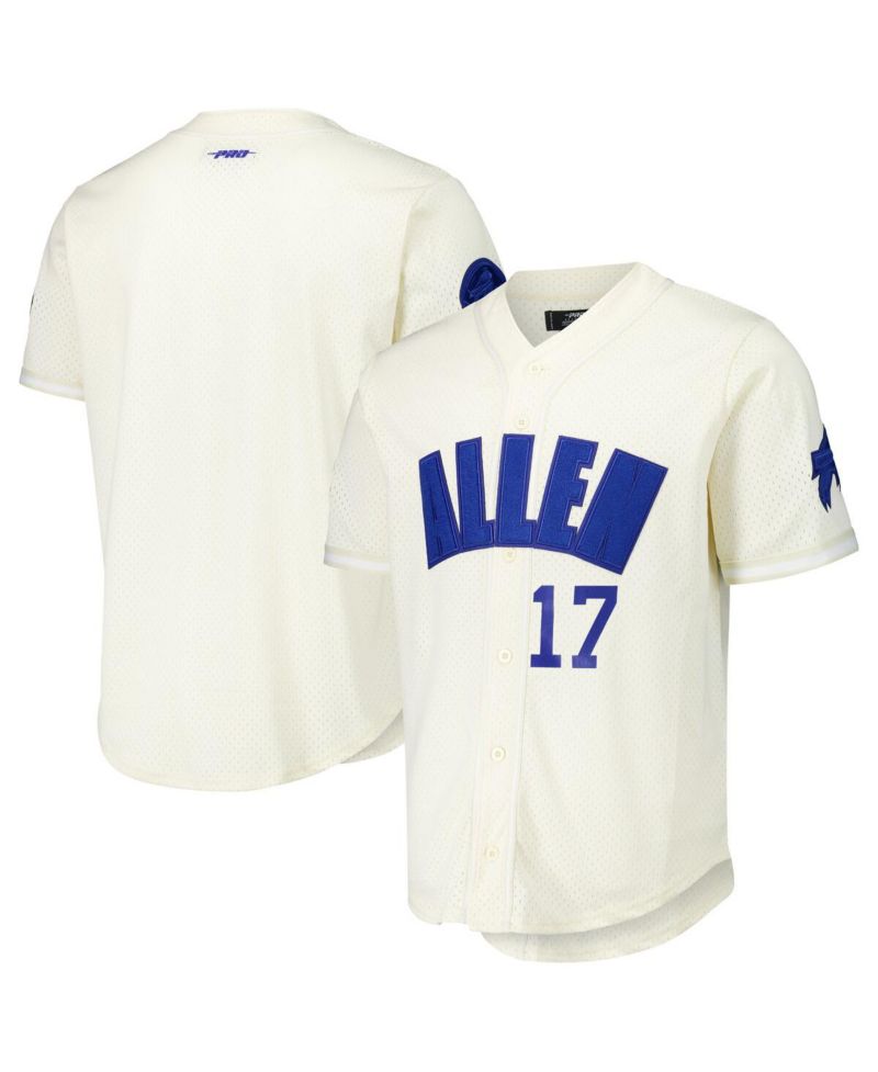 Men's Cream Josh Allen Buffalo Bills Name & Number Triple Tonal Button-Up Baseball Jersey