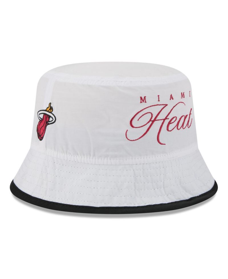Men's White/Black Miami Heat 2025 NBA Draft Nylon Bucket Hat