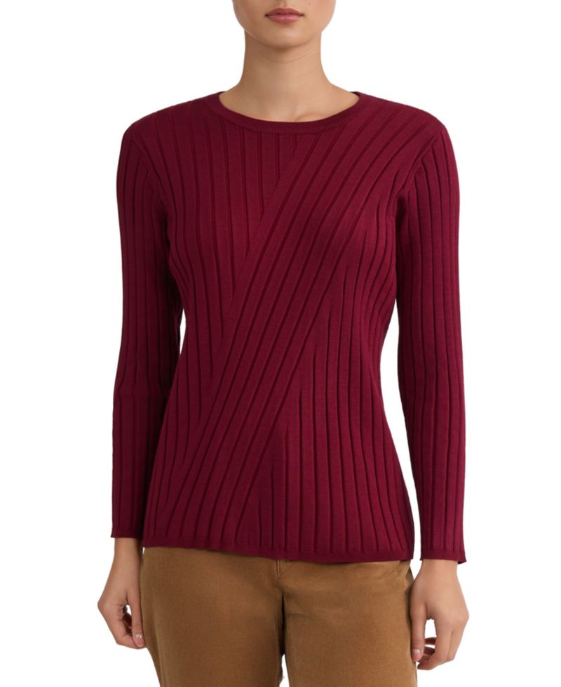 Women's Crewneck Long-Sleeve Ribbed Sweater
