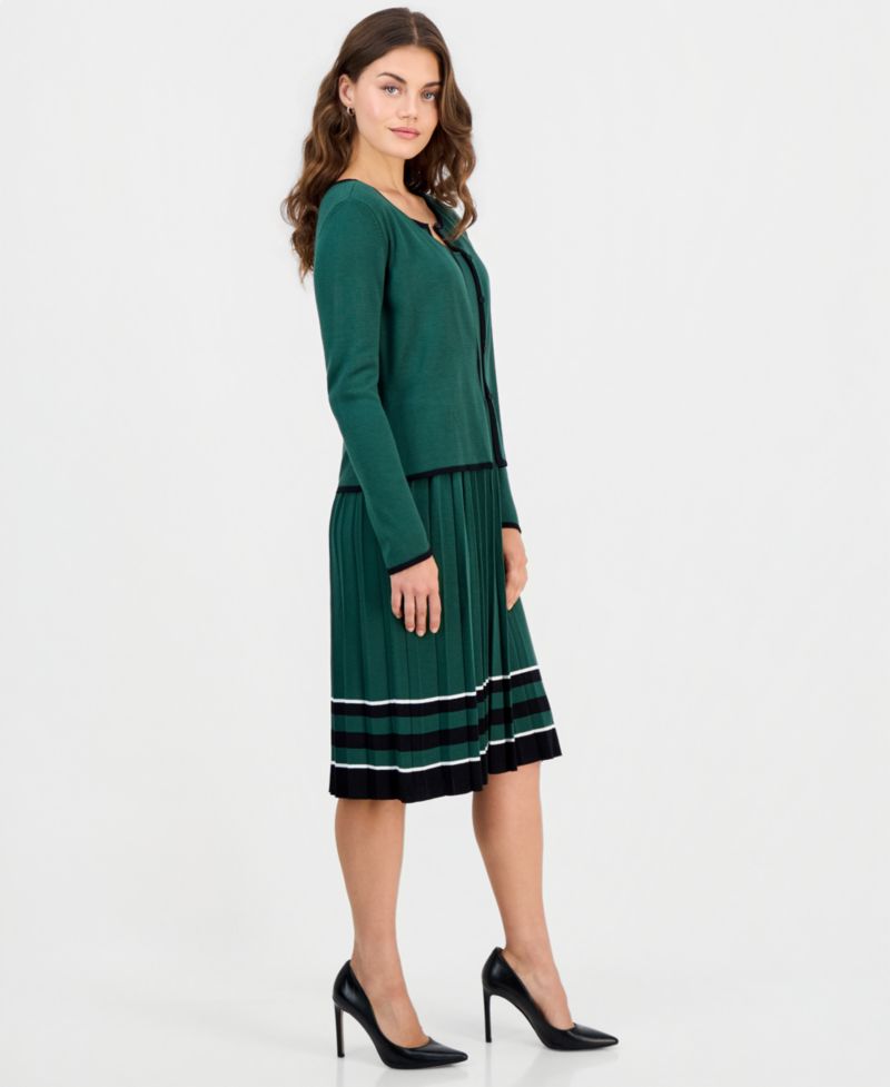 Petite Pleated Midi Jacket Dress