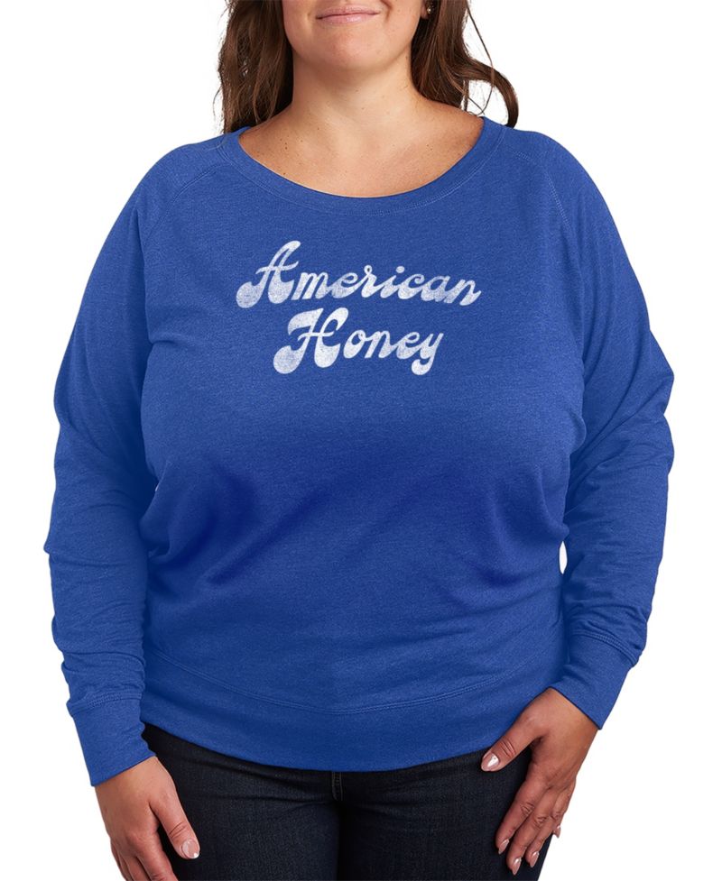Plus Size Instant Message American Honey French Terry Graphic Crewneck T-Shirt