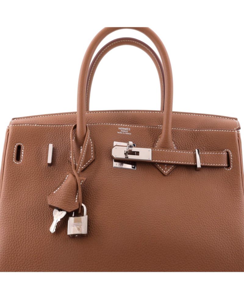 Birkin 30 Handbag Brown Togo with Palladium Hardware