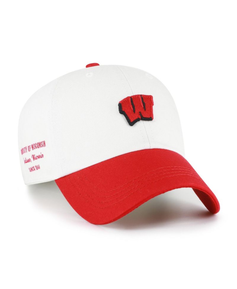 Men's '47 White/Red Wisconsin Badgers Contemporary Basics Two Tone Clean Up Adjustable Hat