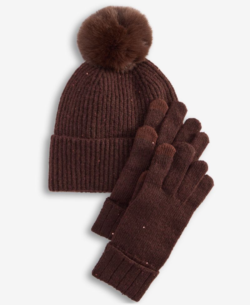 Women's Sequin Beanie and Touch Glove Gift Set