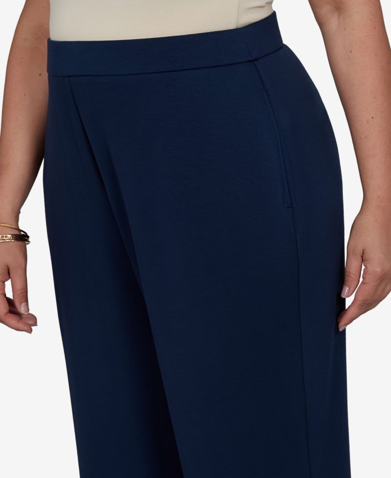 Plus Size Wide-Leg Pull-On Rayon-Nylon Blend Pants
