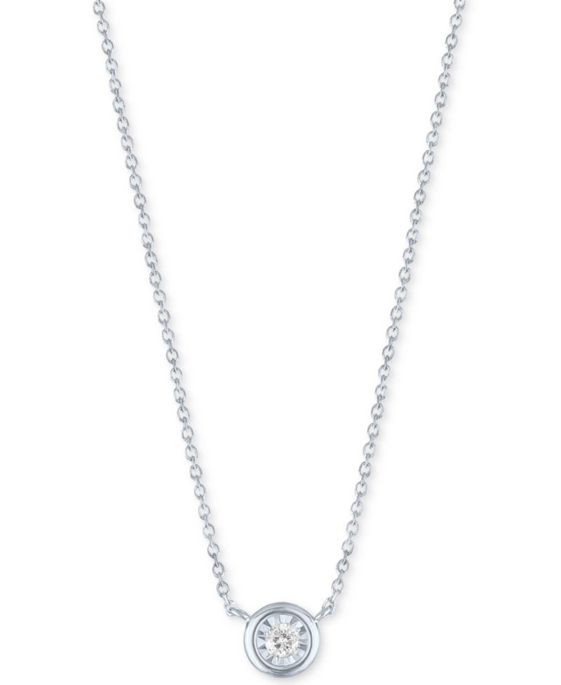 Diamond Bezel 18" Pendant Necklace (1/20 ct. t.w.) in 10k White or Yellow Gold