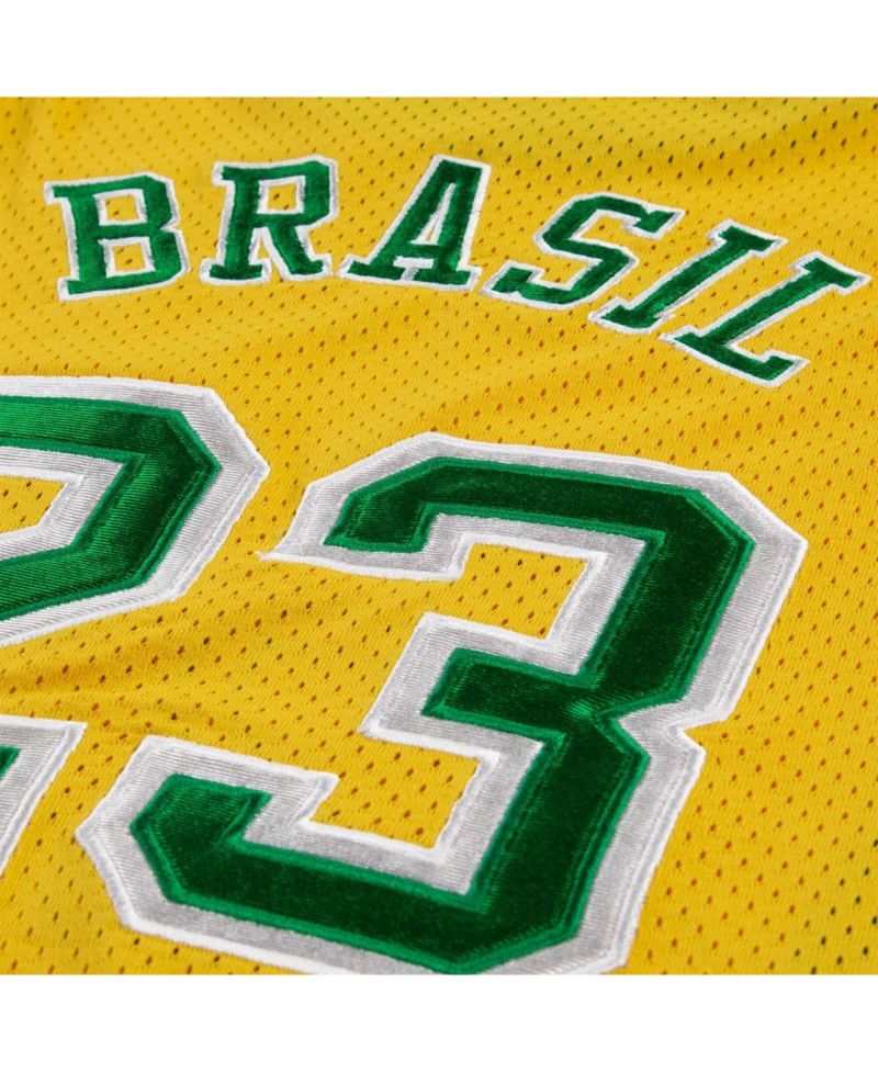 Big Boys and Girls Yellow Brazil National Team Mesh Basketball Fashion Jersey