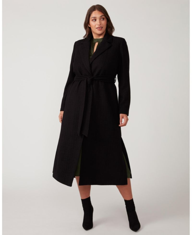 Women's Charmed Robe Black Long Below Knee Coat