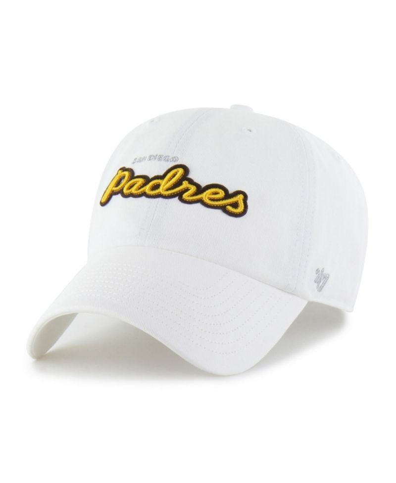 Women's '47 White San Diego Padres Trendy Script Clean Up Adjustable Hat