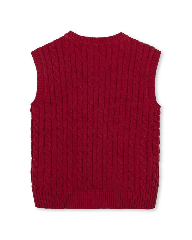 Little Boys Hope and Henry Organic V-Neck Cable Sweater Vest