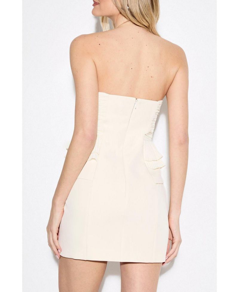 Women's Premium Sweetheart-Neck Shirred-Bust Peplum Mini Dress