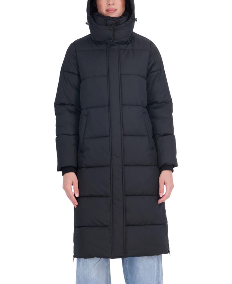 Women's Long Hooded Faux Fur Trimmed Puffer Coat