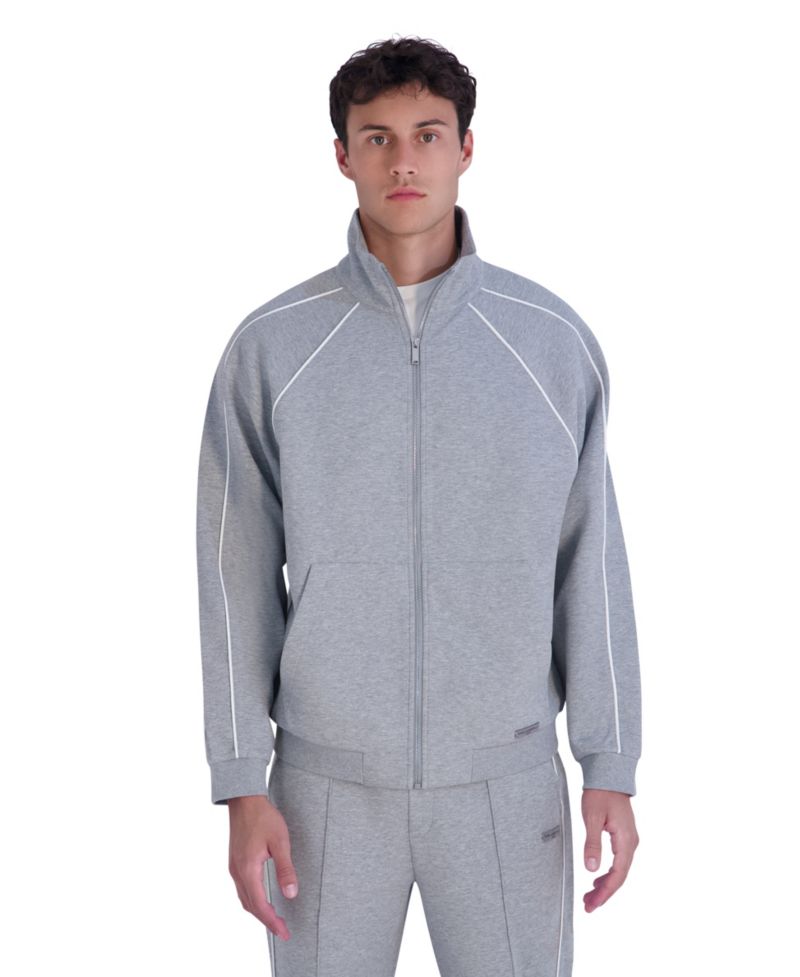 Men's Metal Logo Patch and Piping Detail Ponte Track Jacket
