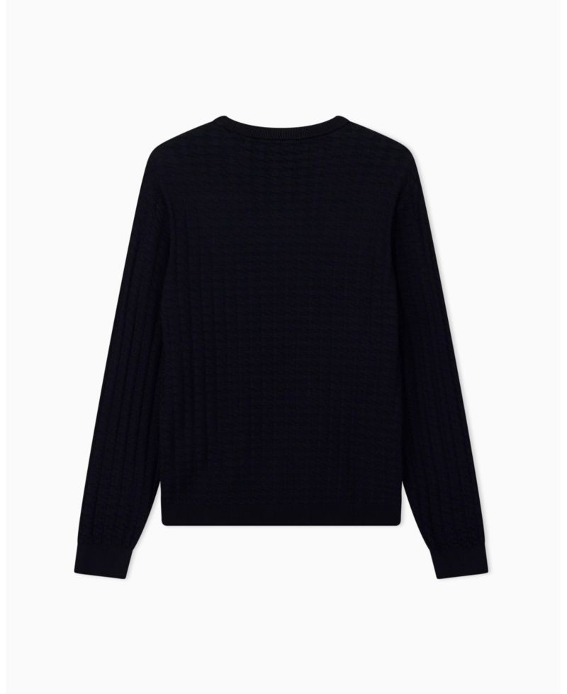 Men's Geometric Ribbed Viscose Crewneck Sweater