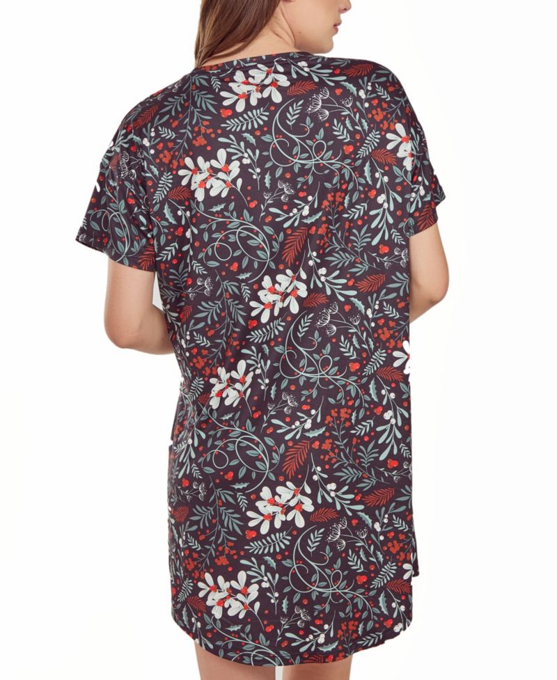 Women's Short Sleeve Ultra Soft Floral Print Sleepshirt Nightgown