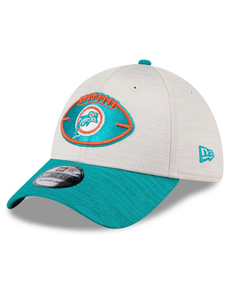 Men's Stone/Aqua Miami Dolphins 2024 Sideline Historic 39THIRTY Flex Hat