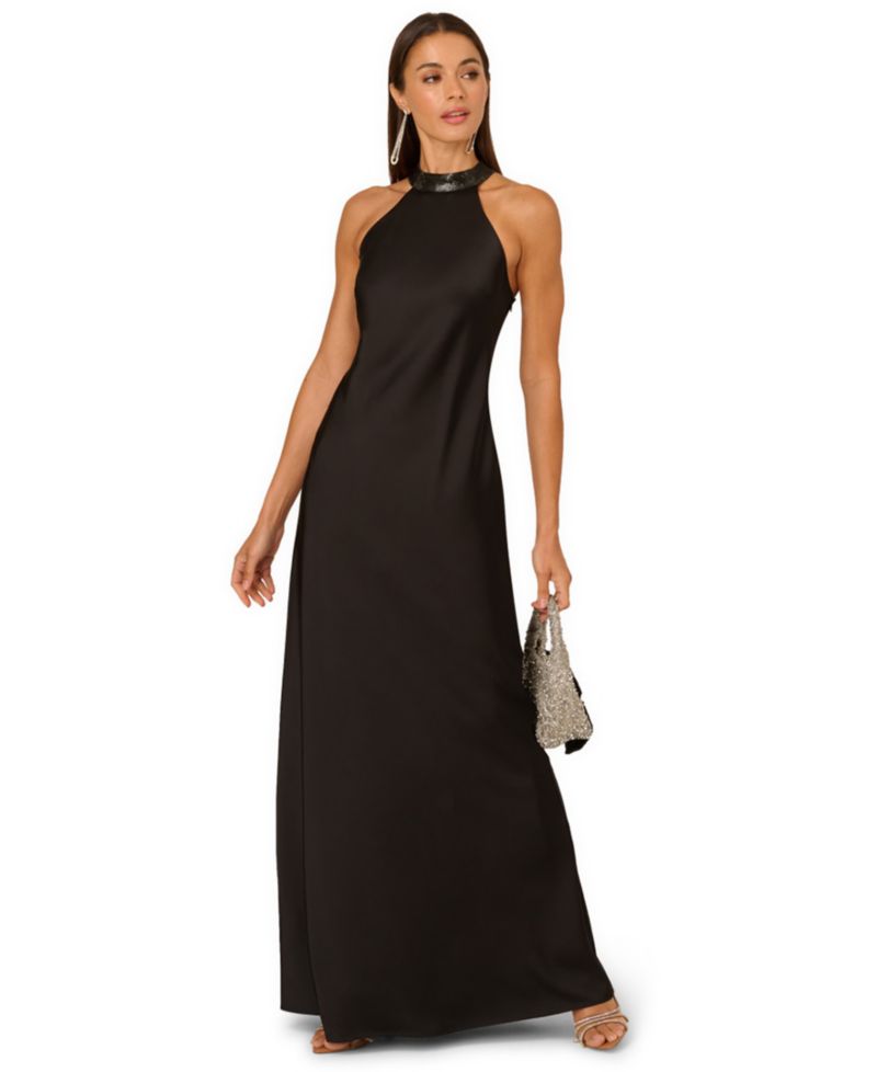 Women's Stretch Satin Long Dress