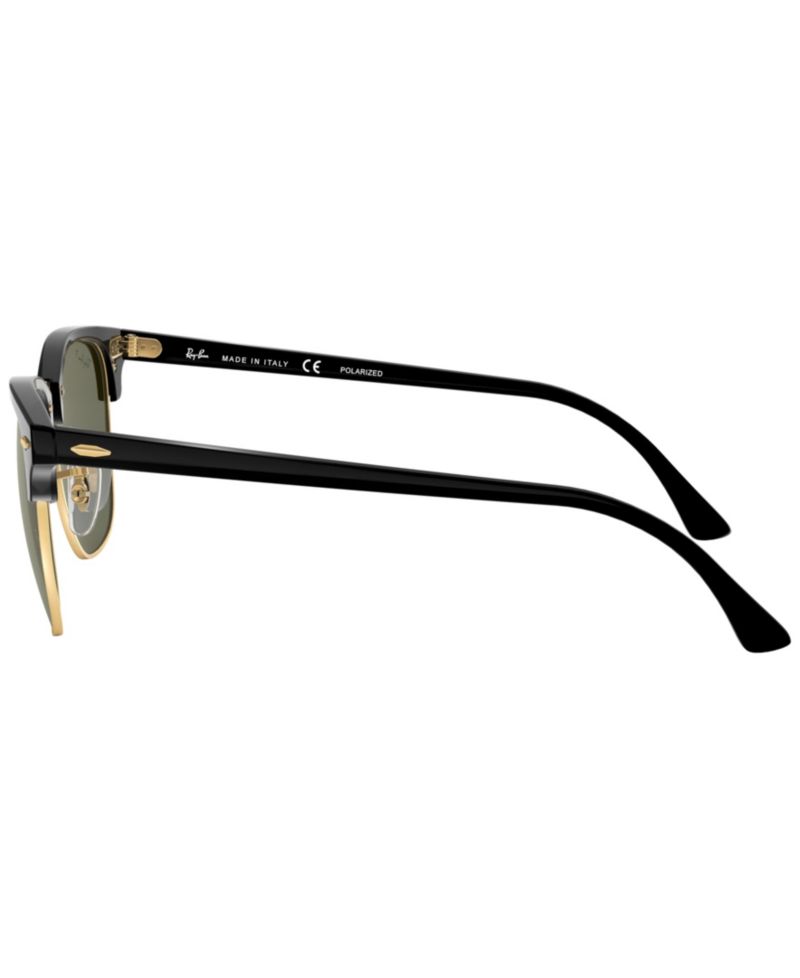 Unisex Polarized Low Bridge Fit Sunglasses, RB3016F CLUBMASTER CLASSIC 55
