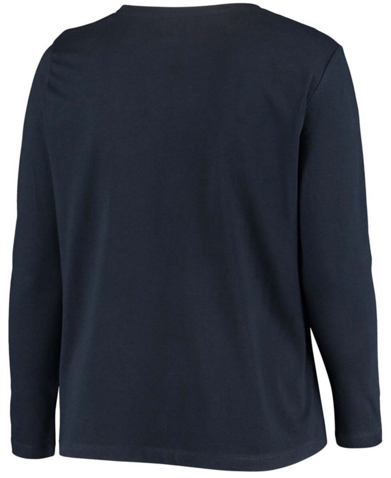 Women's Plus Size Navy New England Patriots Primary Logo Long Sleeve T-shirt
