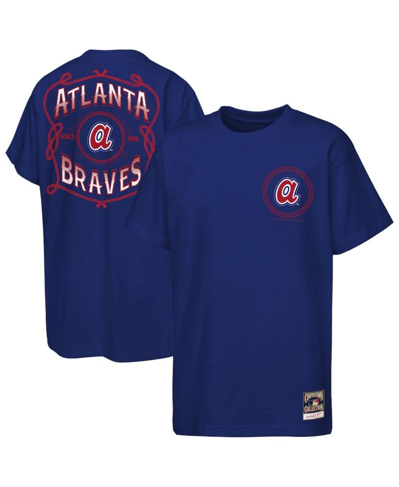 Big Boys and Girls Navy Atlanta Braves Cooperstown Rodeo Rope T-Shirt